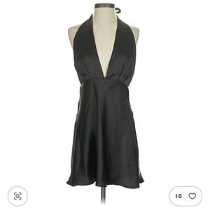 Brand New Satin Elegenat Black Halter Dress